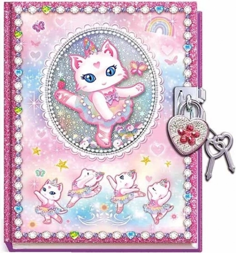 Diario con candado con gatito