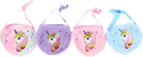 Bolso infantil de felpa para llevar al hombro con unicornio