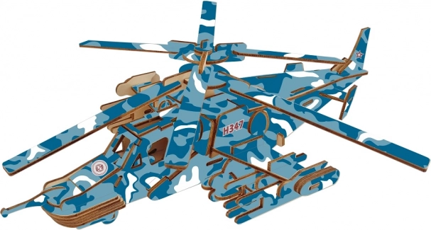 Puzzle 3D de madera del helicóptero de combate Black Shark