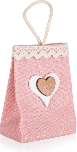 Bolsa de regalo de algodón con corazón, rosa claro 7 × 12 × 4 cm