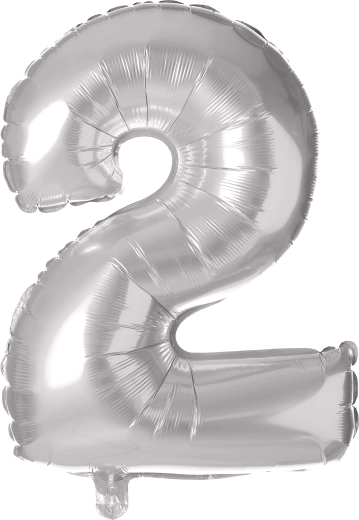 Globo de foil con forma de número 2, 30 cm, plateado TORO