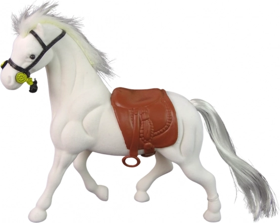 Figura de caballo blanco con silla marrón – granja