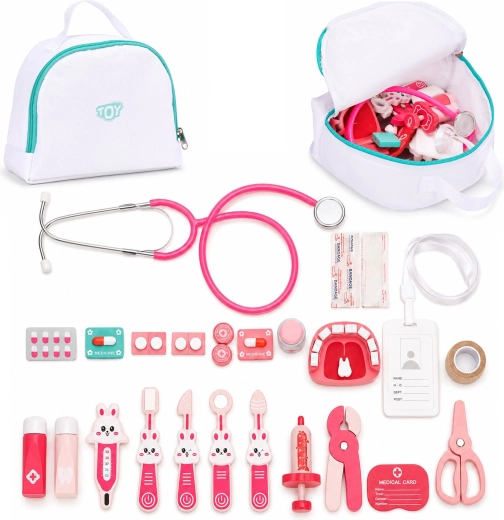 Set de doctor de madera con bolsa médica para niños 26 piezas Ecotoys