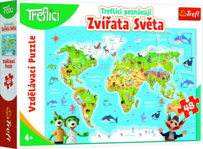 Puzzle Treflíci Conocen los Animales del Mundo 48 Piezas