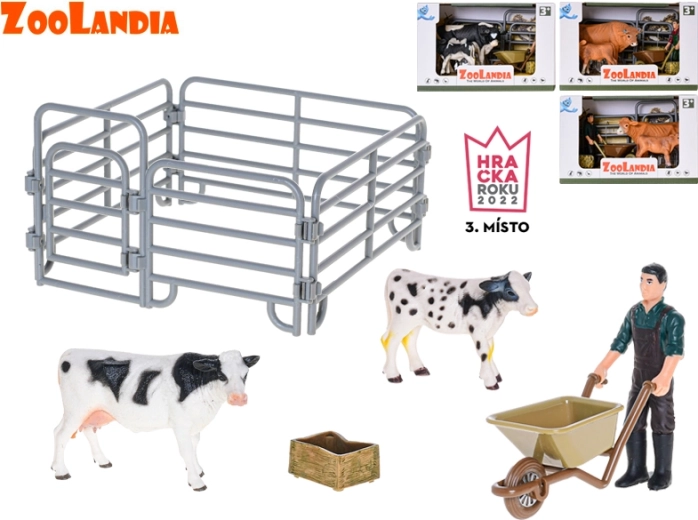 Zoolandia granja – vaca con ternero y accesorios, 4 tipos