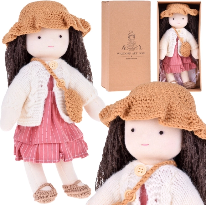 Muñeca textil suave beige de estilo Waldorf para aprender emociones