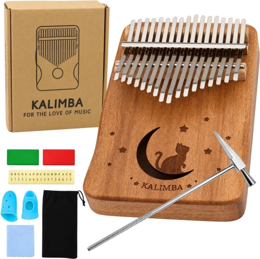 Kalimba con 17 teclas: piano de pulgar de madera con accesorios
