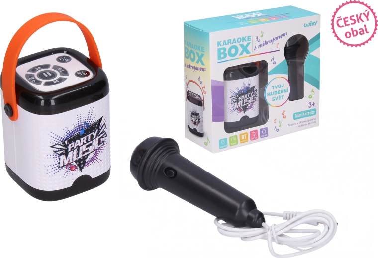 Caja de karaoke con micrófono