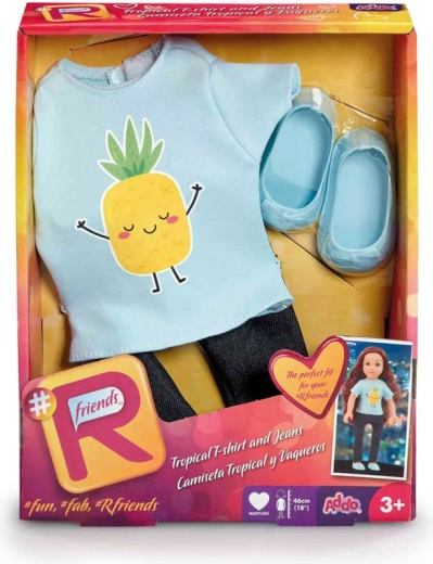 Ropa para muñeca: camiseta tropical y vaqueros