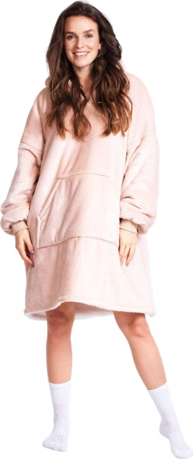 Manta sudadera cálida con capucha COZY NOXXIEZ, beige