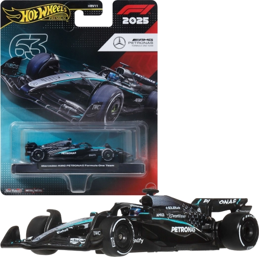 Coche de carreras de Fórmula 1 Premium Hot Wheels Mercedes-Benz F1 George Russell #63