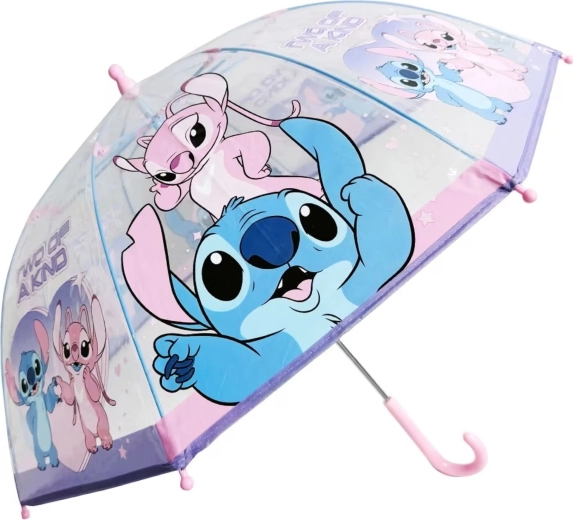 Paraguas infantil transparente Lilo & Stitch con Stitch y Angel, rosa