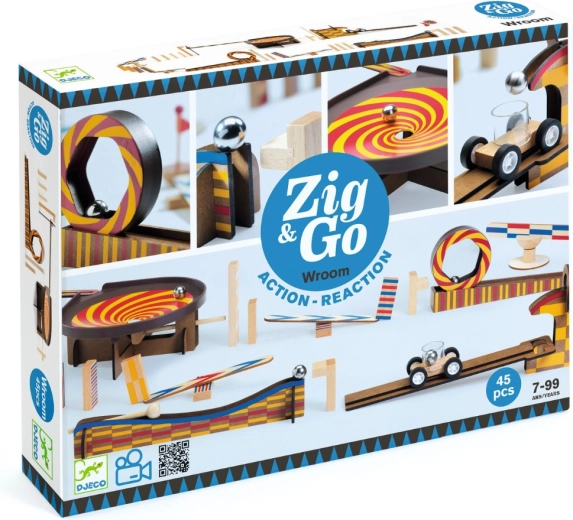 Djeco pista de canicas de madera Zig & Go, 45 piezas