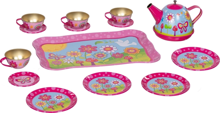 Juego de té de hojalata Funky Flowers