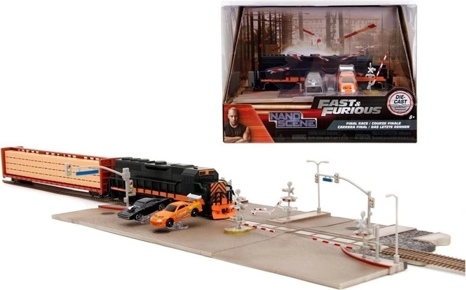 Jada Fast & Furious diorama de persecución con tren