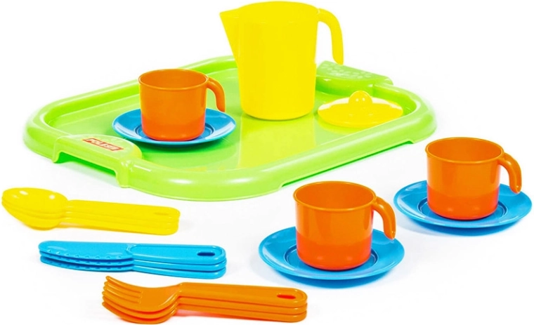Juego de té para tres con bandeja