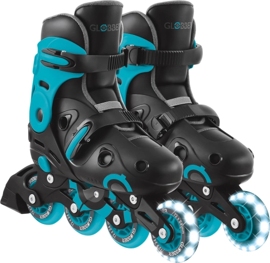 Globber Go Skates Lights patines en línea infantiles con rueda delantera iluminada negro-azul 34–37