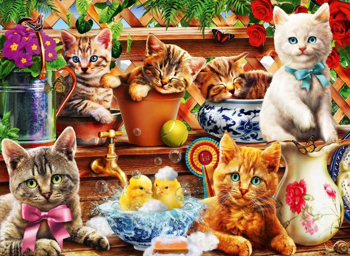 Puzzle Bluebird Gatitos en el granero 3000 piezas