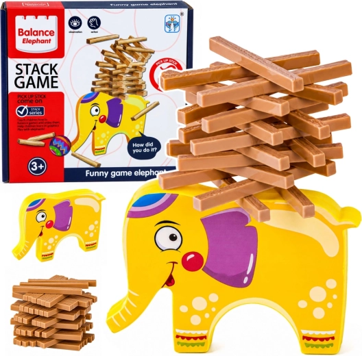 Elefantito equilibrante – juego de habilidad Stack Game construye una torre (60 piezas)