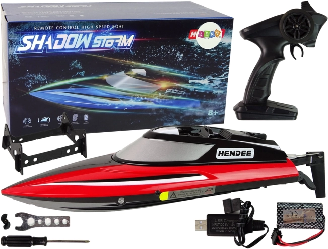 Lancha motora RC 2,4 GHz roja con velocidad de hasta 25 km/h