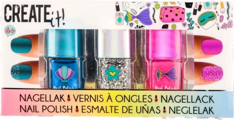 Create It! esmalte de uñas Mermaid – set de 3 colores con purpurina