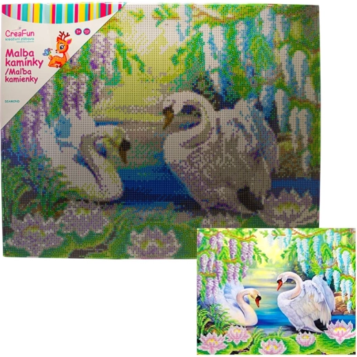 Pintura de diamantes – cisnes 40 × 50 cm