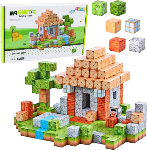 Bloques de construcción magnéticos 3D Mundo, 312 piezas