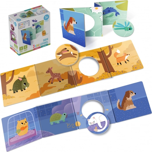 Set de 3 leporelos interactivos de animales KukiKuk