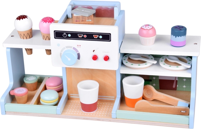 Cafetera realista y mostrador lleno de detalles