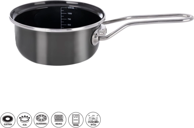 Cazo esmaltado METALIC con borde reforzado 18 cm