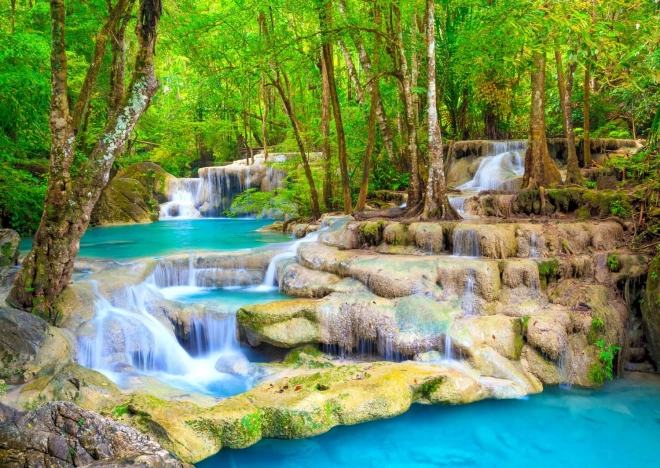 Puzzle Cascada turquesa, Tailandia 1000 piezas