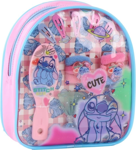 Set infantil de accesorios para el cabello STITCH en una mochila transparente