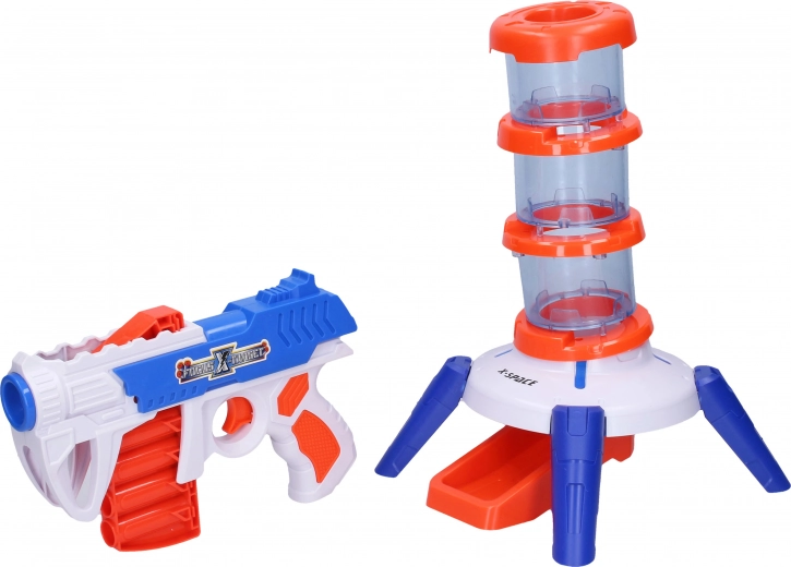 Pistola de dardos de espuma con torre y dianas