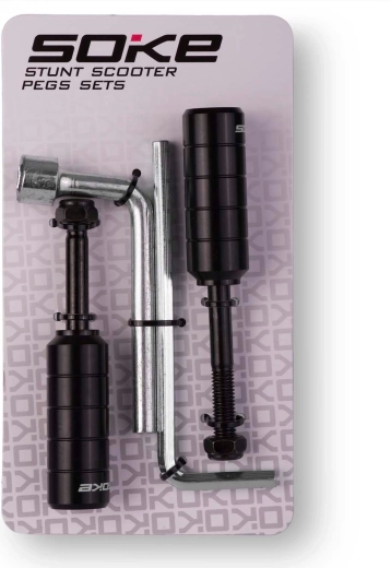 Pegs negros Soke para patinete - 2 uds con llaves de montaje