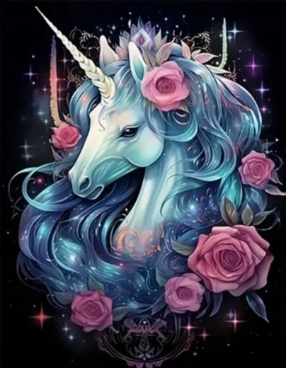 Pintura por números Unicornio con flores 40 × 50 cm