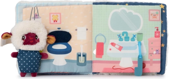 Libro textil con marioneta de dedo – buenas noches con la ovejita YVON de LILLIPUTIENS