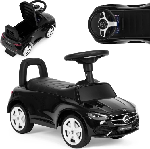 Correpasillos Mercedes C-Class con volante interactivo, sonidos, negro