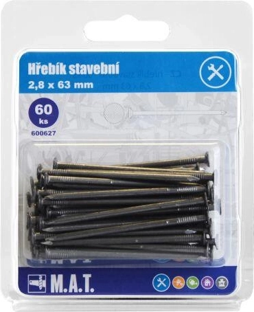 Clavos de construcción 63 × 2,8 mm, 60 uds