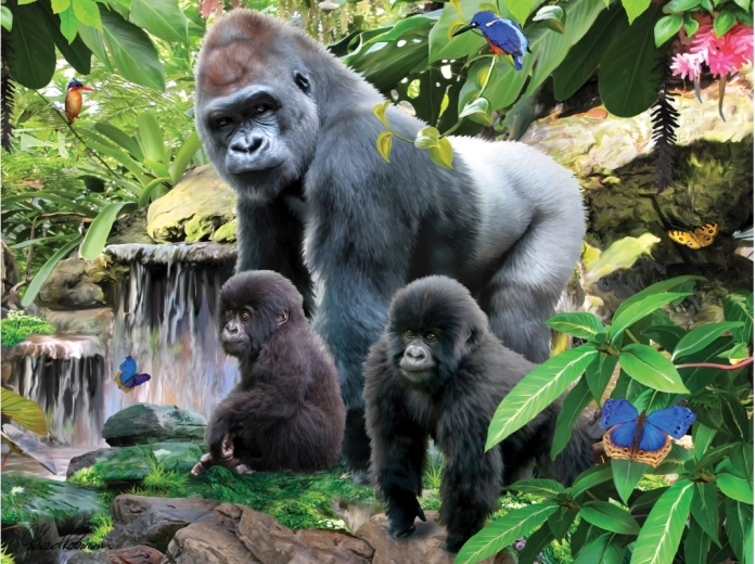 Hermosa ilustración de gorilas en la jungla