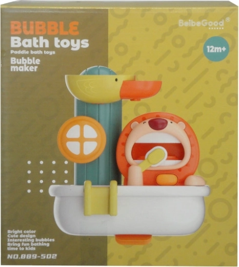 Juguete de baño león con cepillo de dientes y burbujas