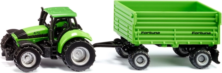 Siku tractor DEUTZ-FAHR con remolque Fortuna de dos ejes