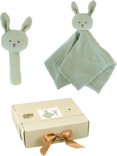 Jabadabado set de regalo para bebé con dou dou y sonajero bunny verde
