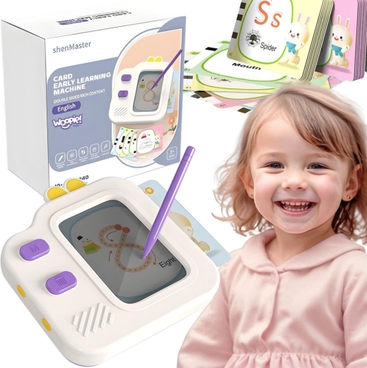 Woopie pizarra LCD para dibujar y lector de tarjetas educativas 2 en 1, 120 tarjetas