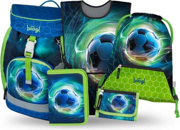 Set escolar Baagl Airy Balón de fútbol – mochila, estuche, bolsa, delantal y cartera