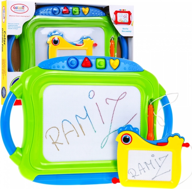 Juego de 2 pizarras magnéticas de dibujo para niños 3+ con lápices y 4 sellos