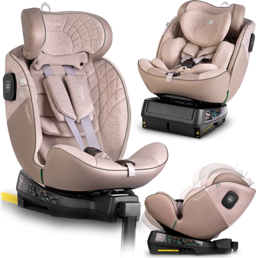 Silla de coche infantil Nukido Aero Line beige i-Size 40–150 cm con ISOFIX y base giratoria