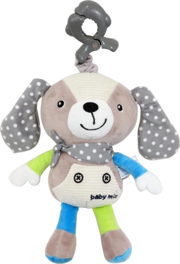 Juguete de peluche infantil con cajita musical y clip BABY MIX – perrito, beige
