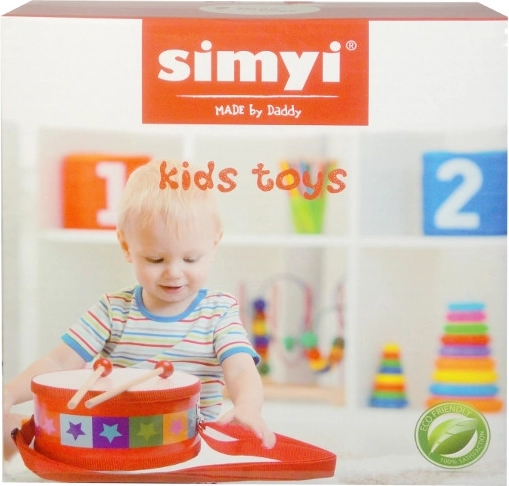 Tambor infantil con baquetas y correa