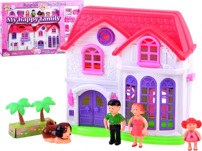 Casa familiar plegable para muñecas con muebles y figuras