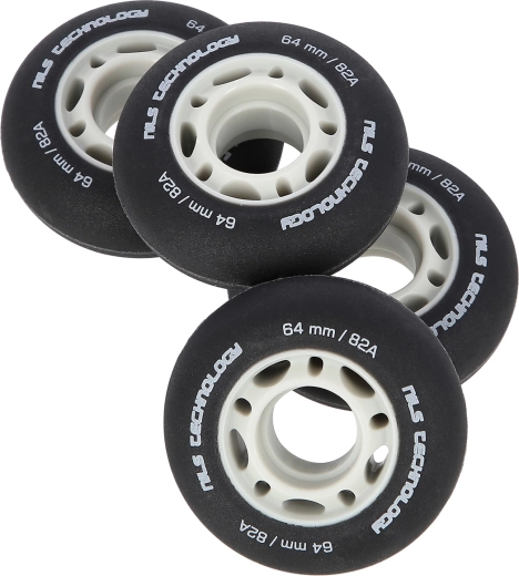 Ruedas mate NILS Extreme PU 64 × 24 mm, 82A, negras (4 uds)